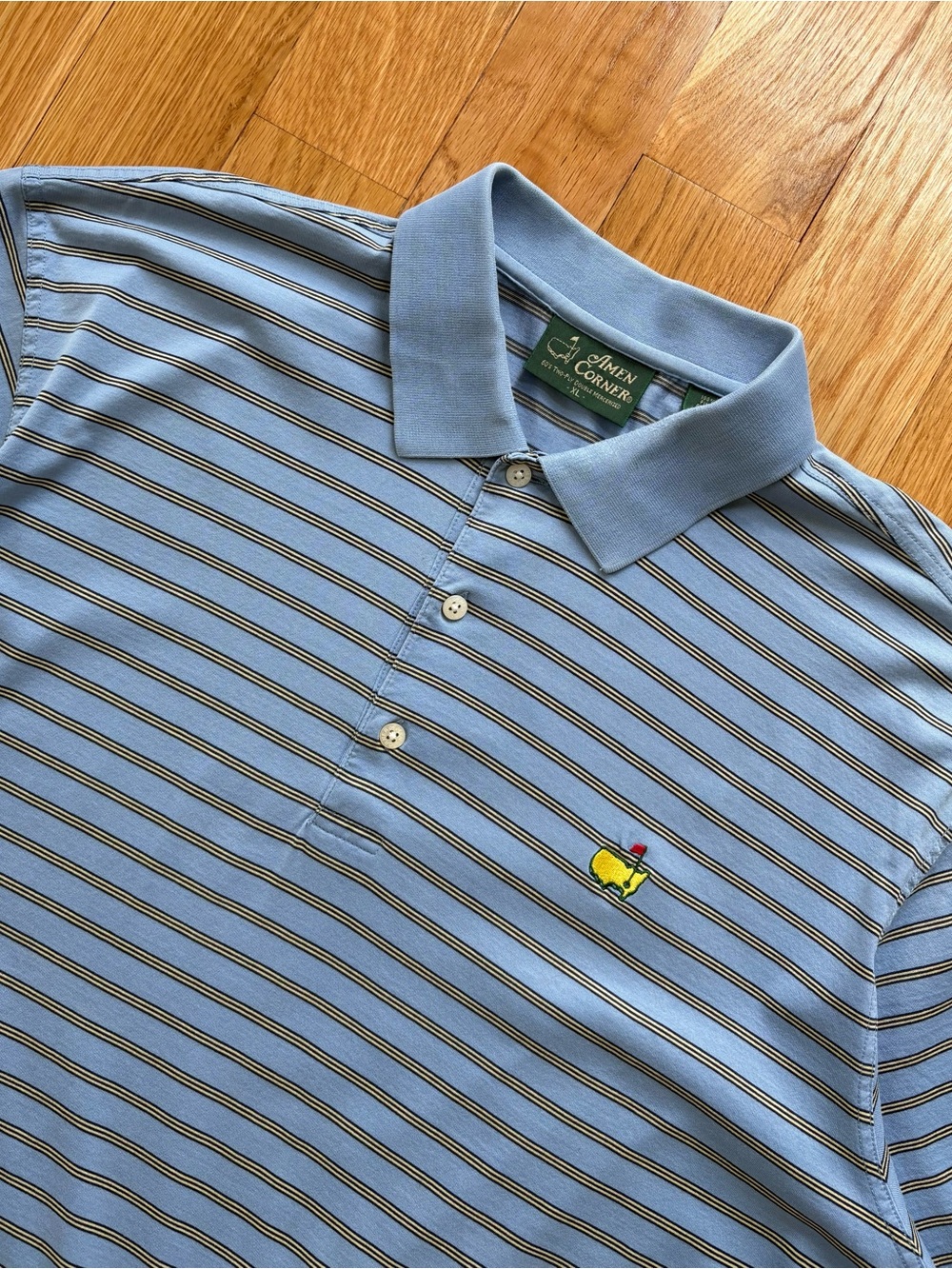 Amen Corner Augusta Masters Vintage 90s Striped Cotton Preppy Golf Polo Shirt XL